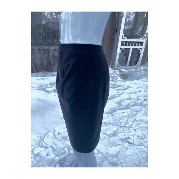 Lafayette 148 Black Pencil Skirt A-Line Virgin Wool Double Pleat Hem Business 12 - Picture 4 of 10